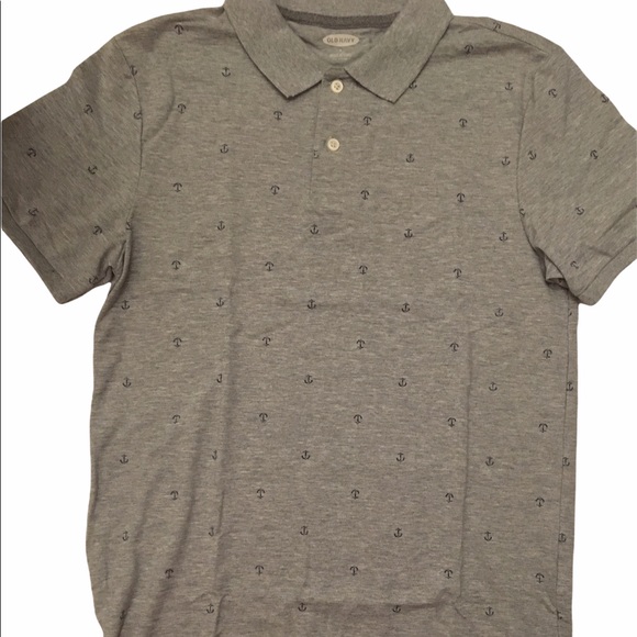 OLD NAVY Grey/Navy Anchor Polo - Picture 8 of 9